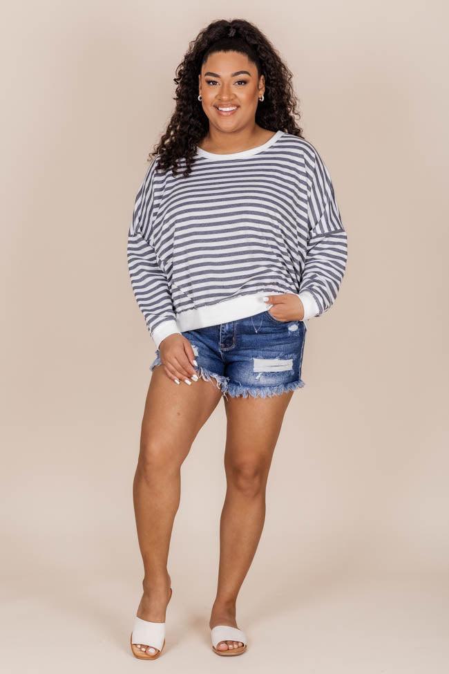 Before You Know It Black And White Striped Pullover FINAL SALE Product Image