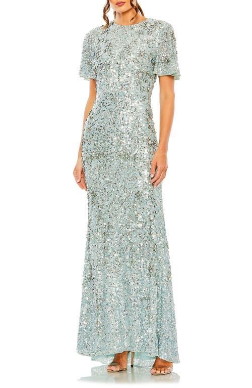 Mac Duggal Womens Flutter Sleeve Sequin High Neck Dress Product Image