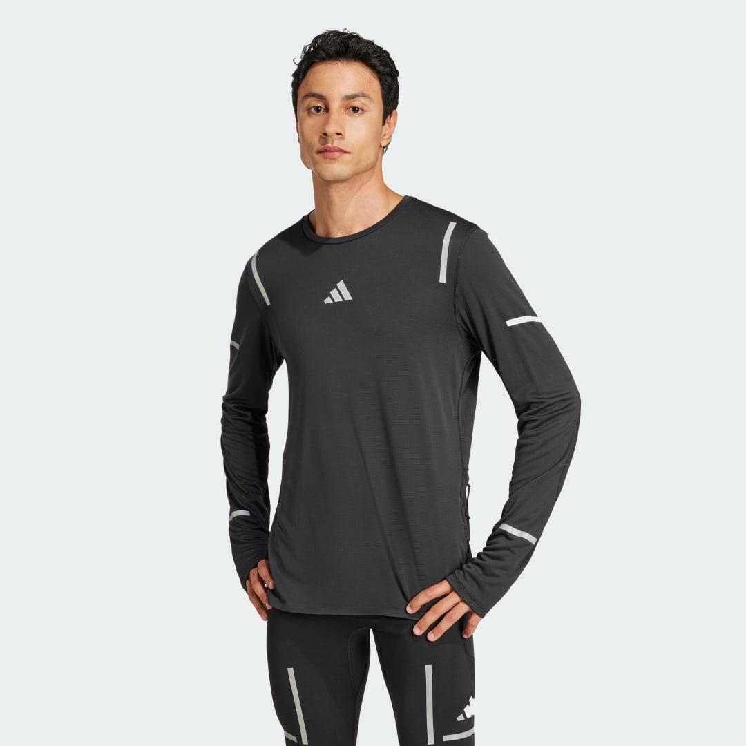 adidas Ultimate Running Reflective Long Sleeve Tee Black 2XL Mens Product Image