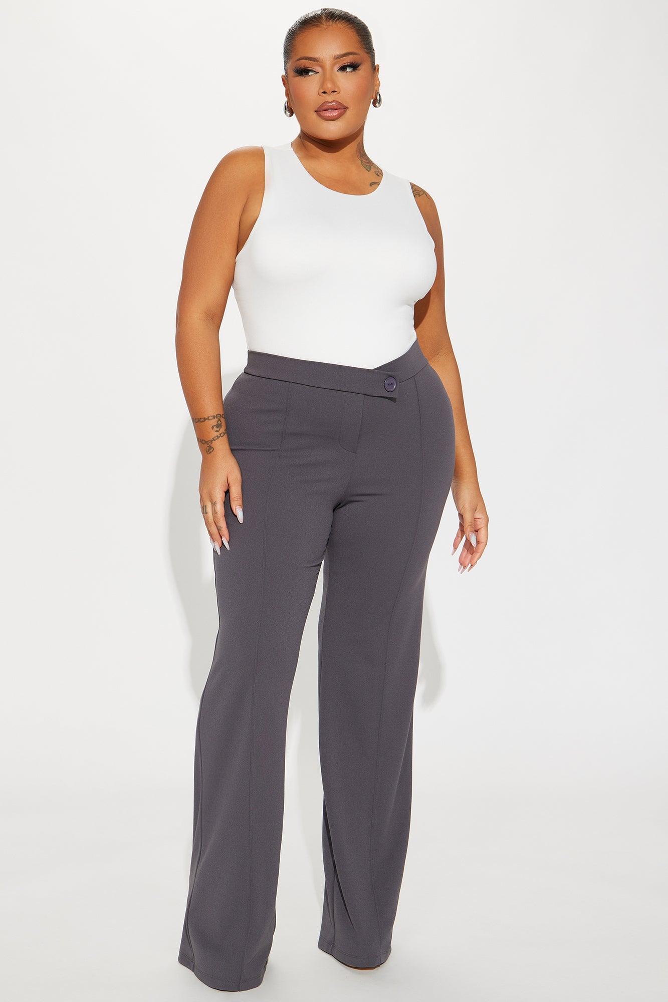 Call It Even Wide Leg Dress Pants - Charcoal Product Image