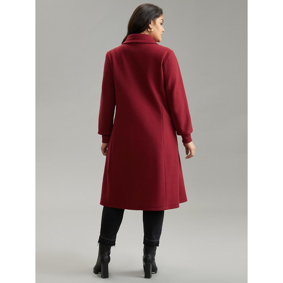 Plus Size Plain Lapel Collar Double Breasted Coat Women Scarlet Casual Lined Ladies Dailywear Winter Coats BloomChic 14-16/1X Product Image
