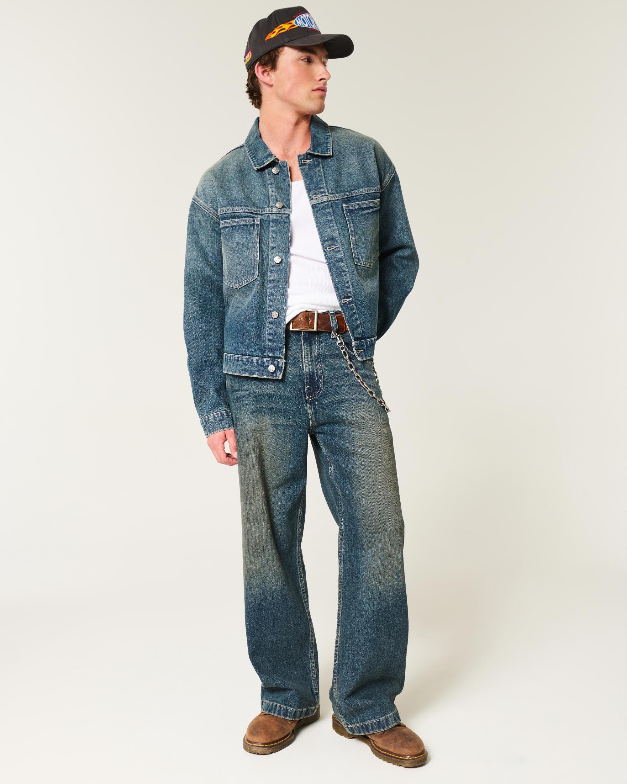 Dark Wash Denim Trucker Jacket Product Image