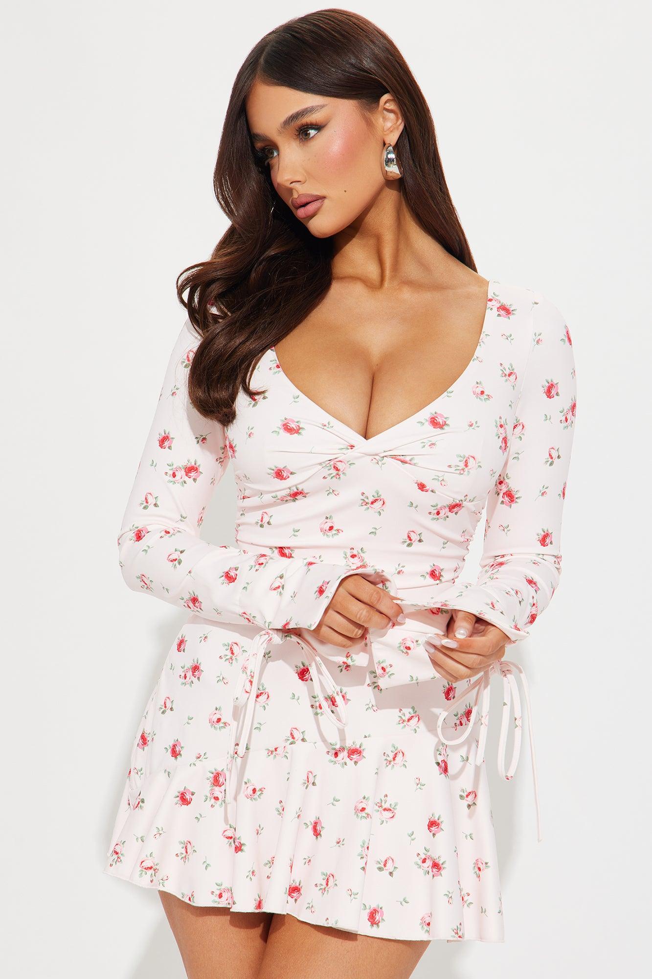 So Perfect Floral Sculpt Mini Dress - Blush Product Image
