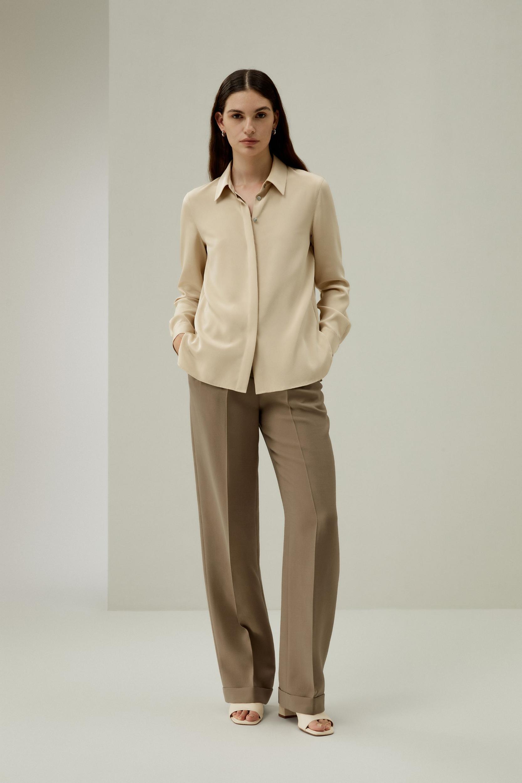 Graceful Button Up Silk Blouse Product Image