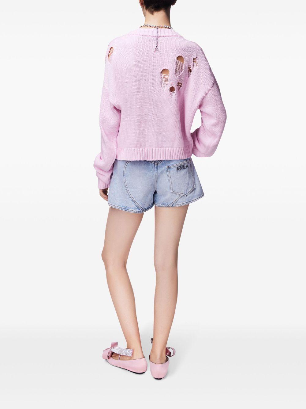 floral-appliqué denim shorts Product Image