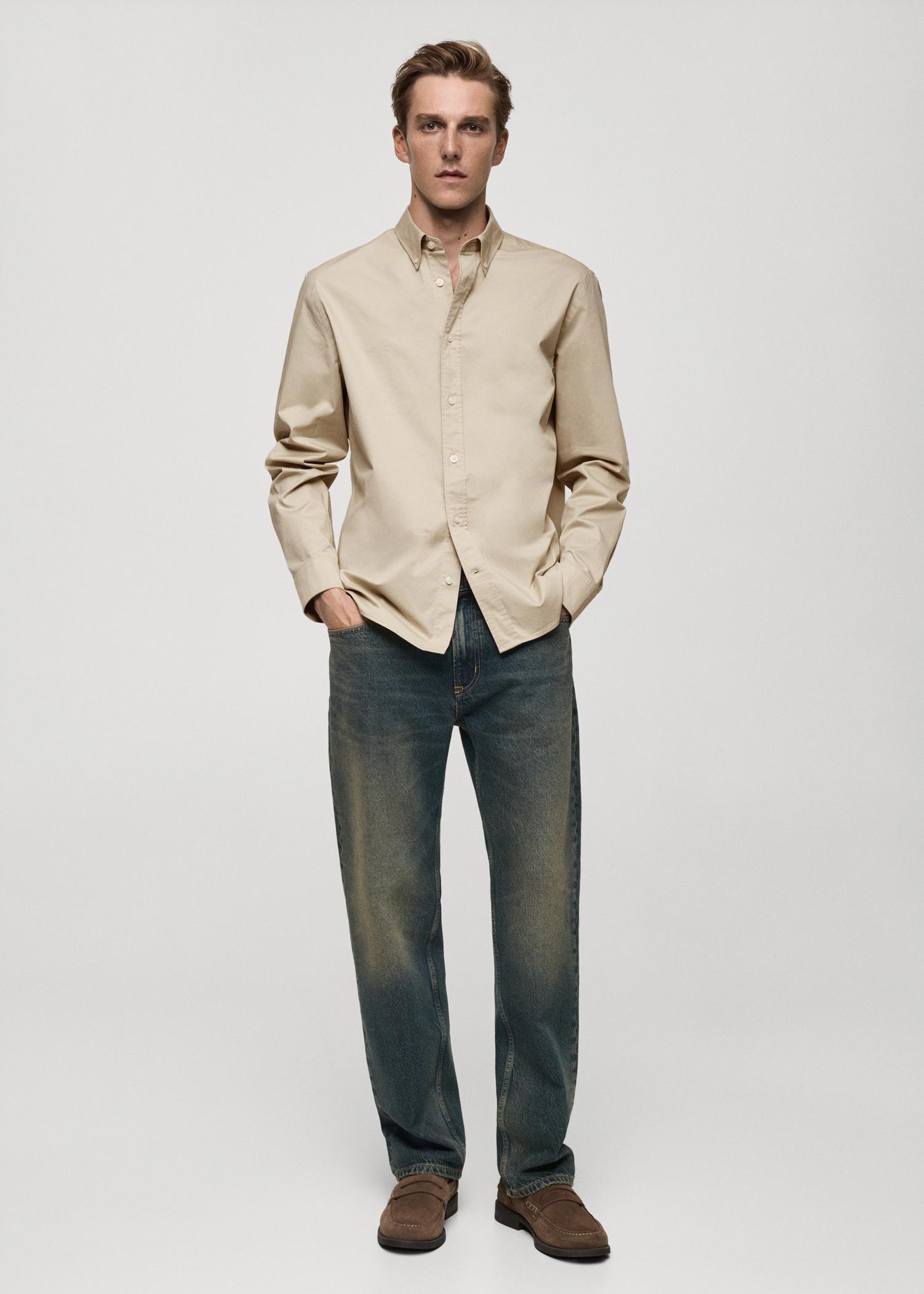 Regular fit cotton shirt - Men | MANGO USA Product Image