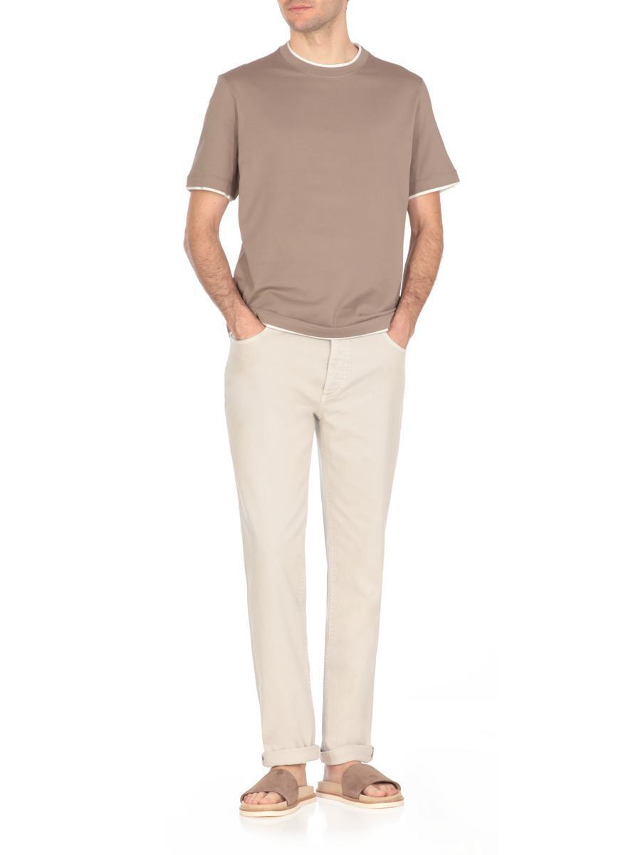 BRUNELLO CUCINELLI T-shirts And Polos In Bark+off White Product Image