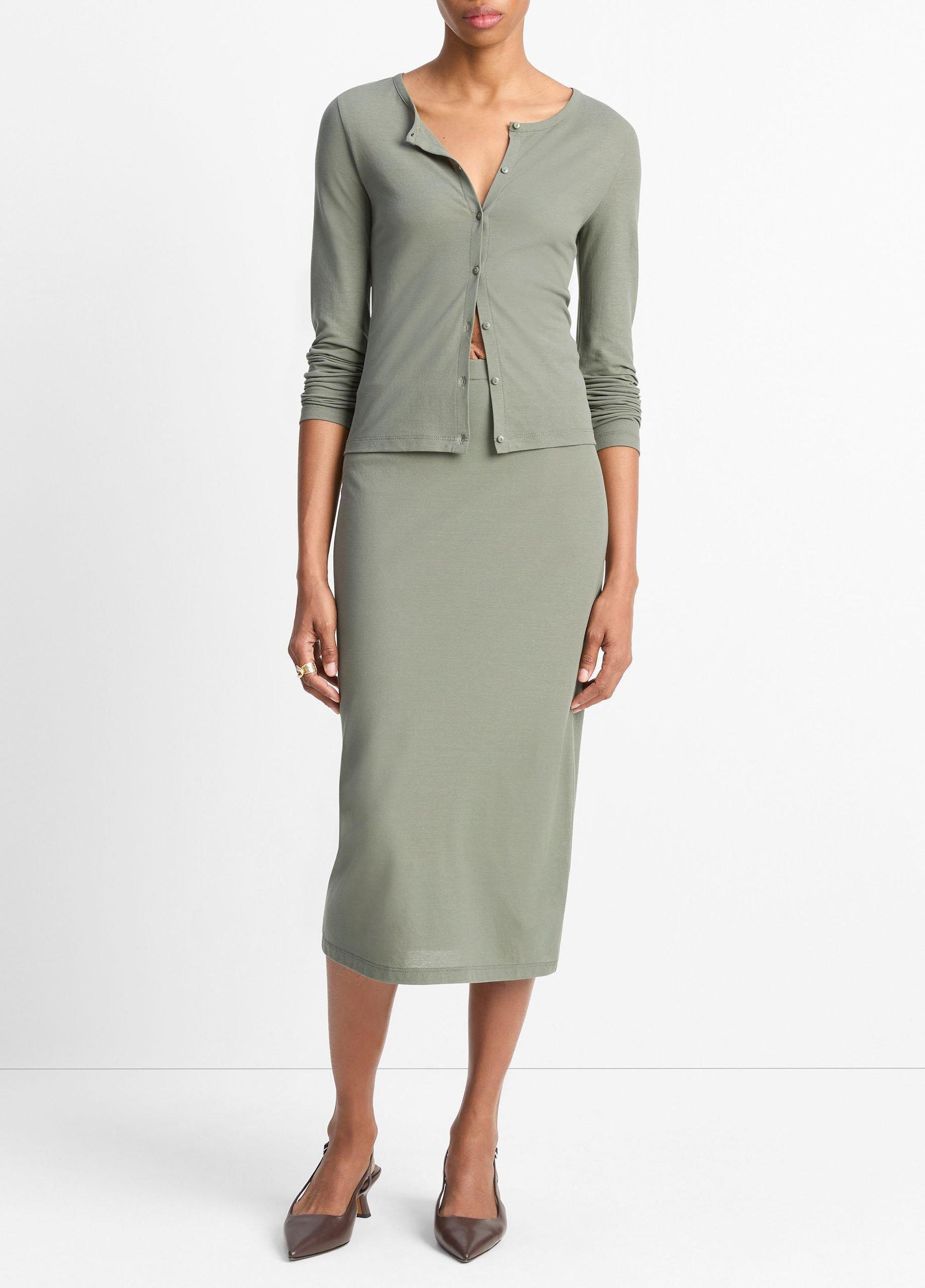 Cotton Crepe Jersey Midi Skirt Product Image