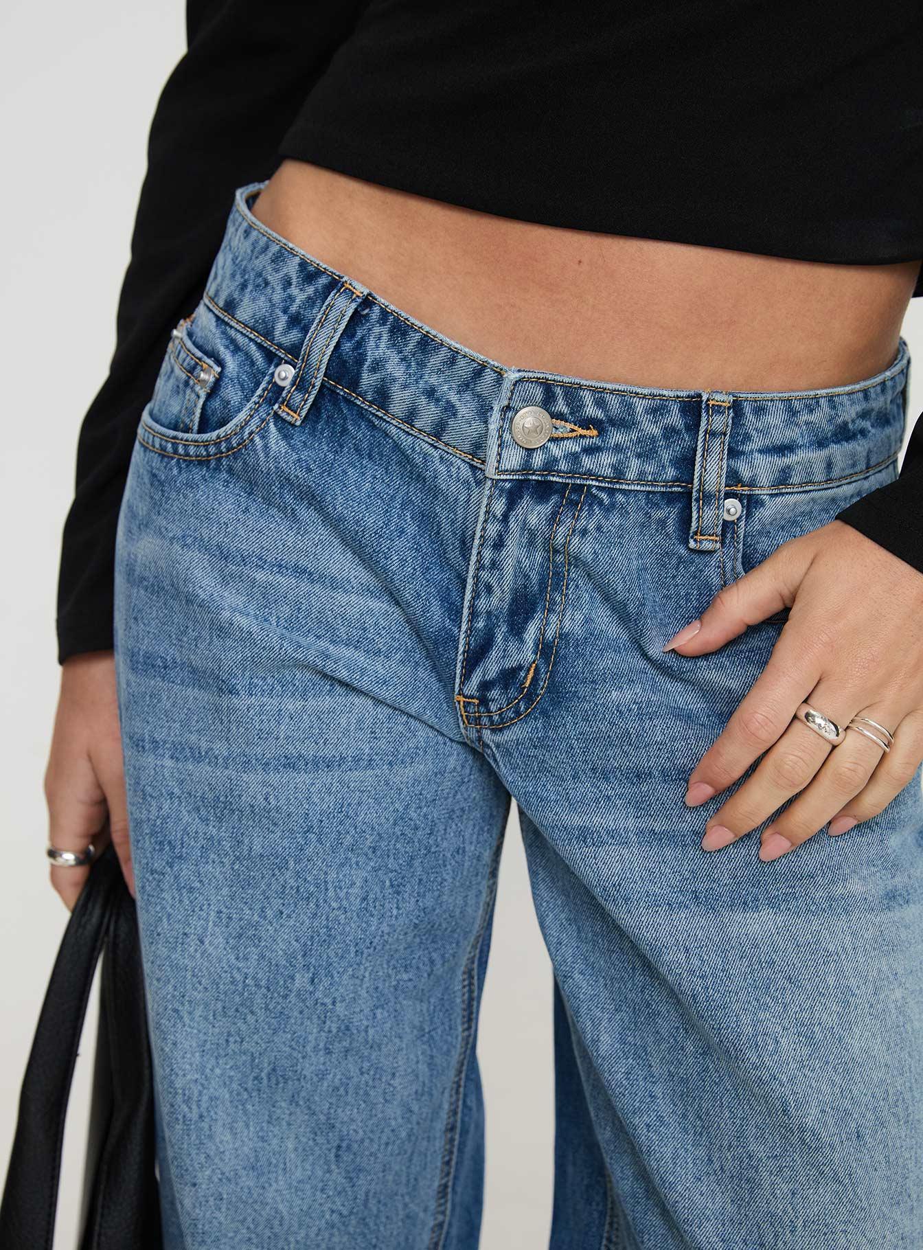 Ferris Two-toned Straight Leg Jean Blue Wash Denim Product Image