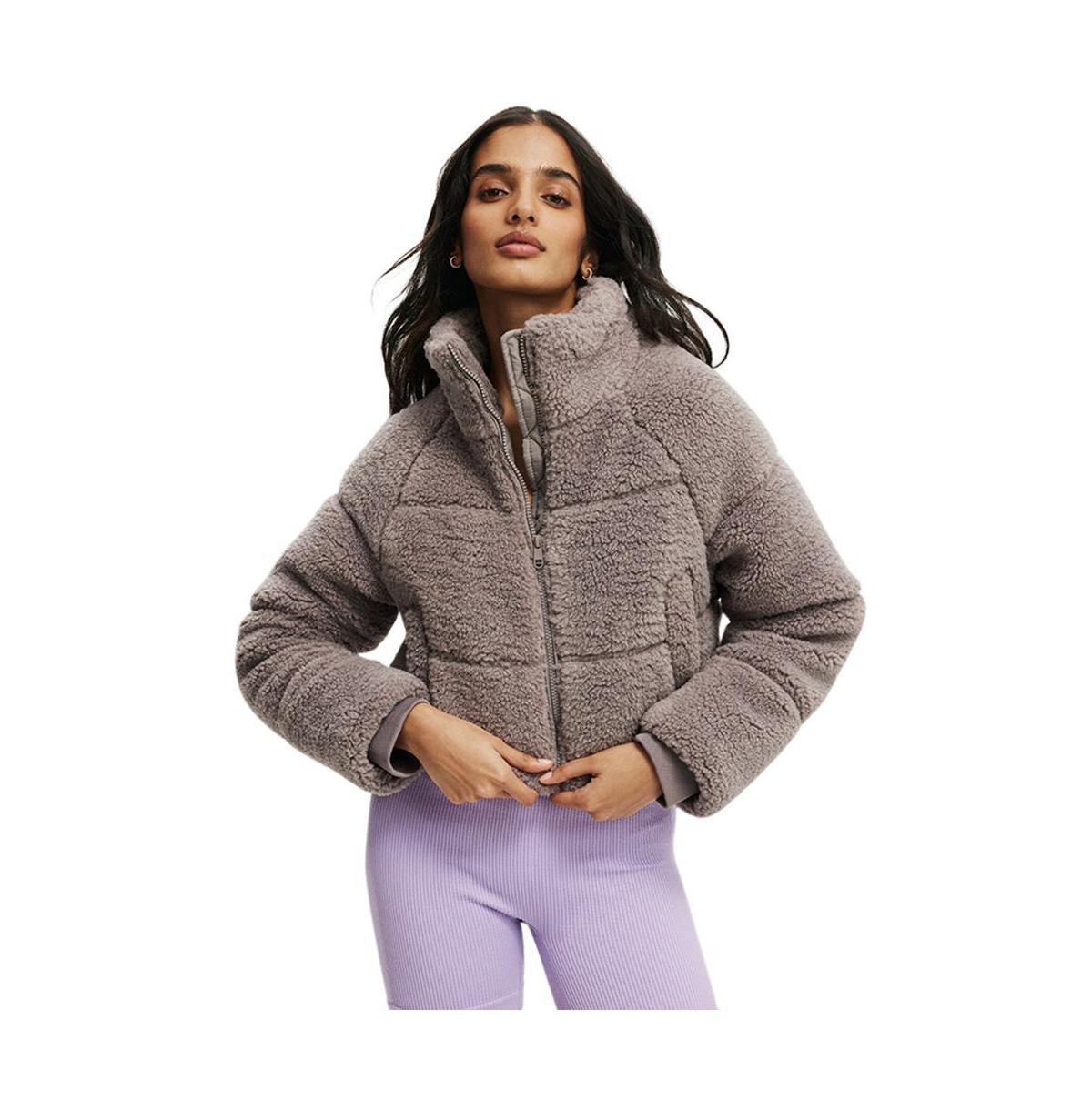 COTTON ON BODY Women's Active The Mother Puffer Cropped Soft Fleece Jacket in Black at Nordstrom, Size X-Large Product Image