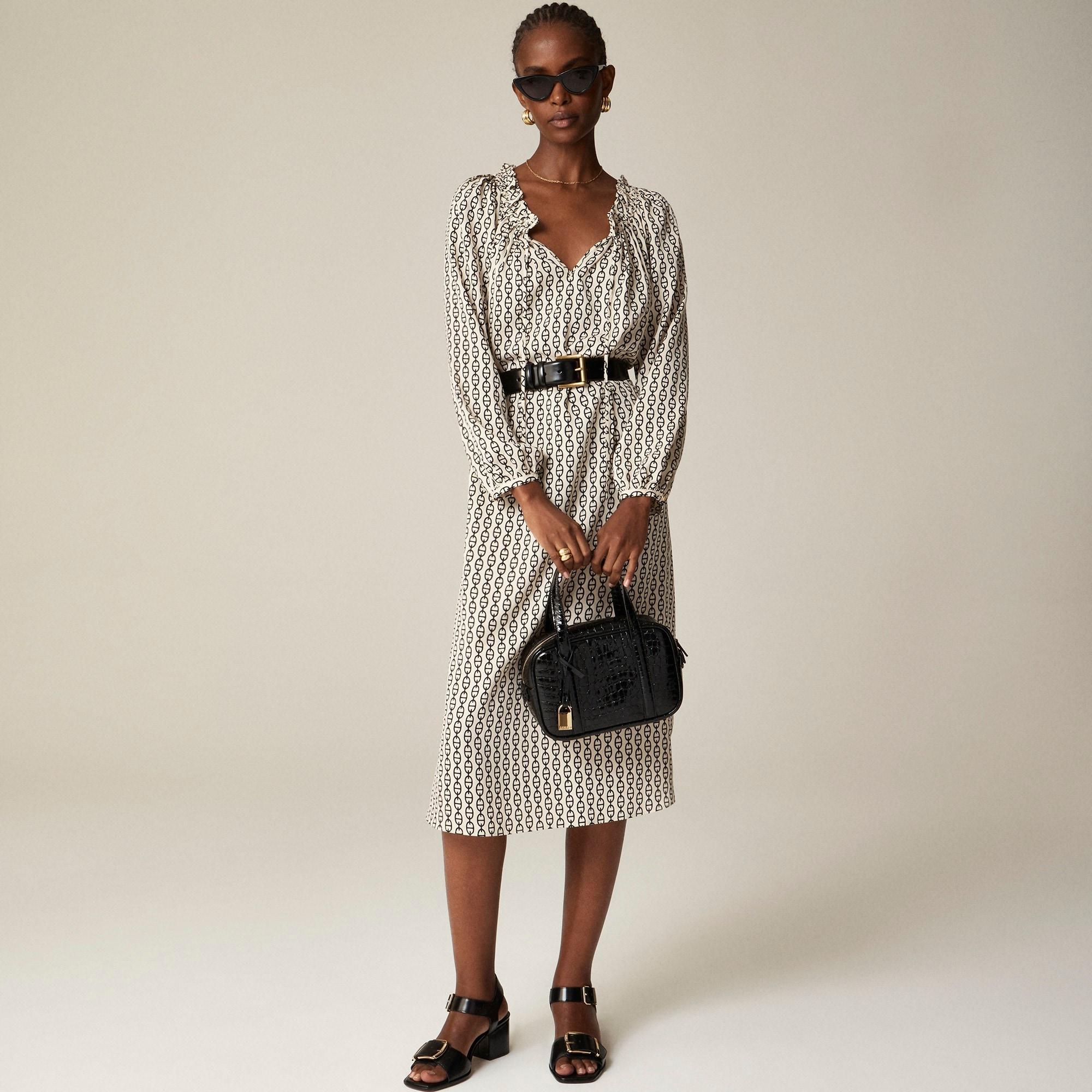Ruffleneck midi dress in vintage links print Product Image