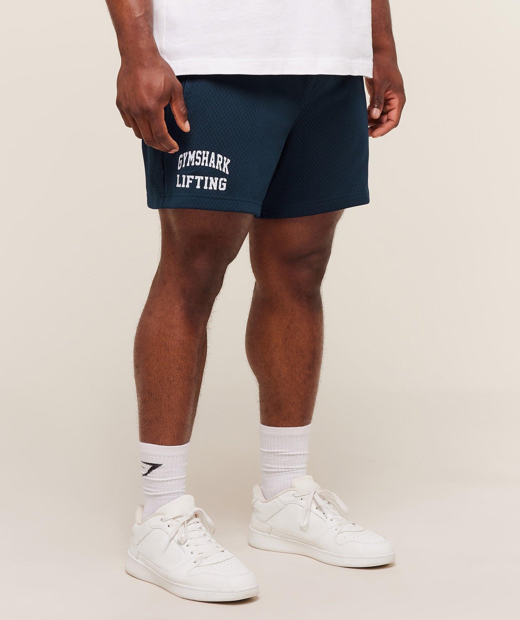 Gymshark Lifting Mesh 5" Shorts - Navy Male Product Image
