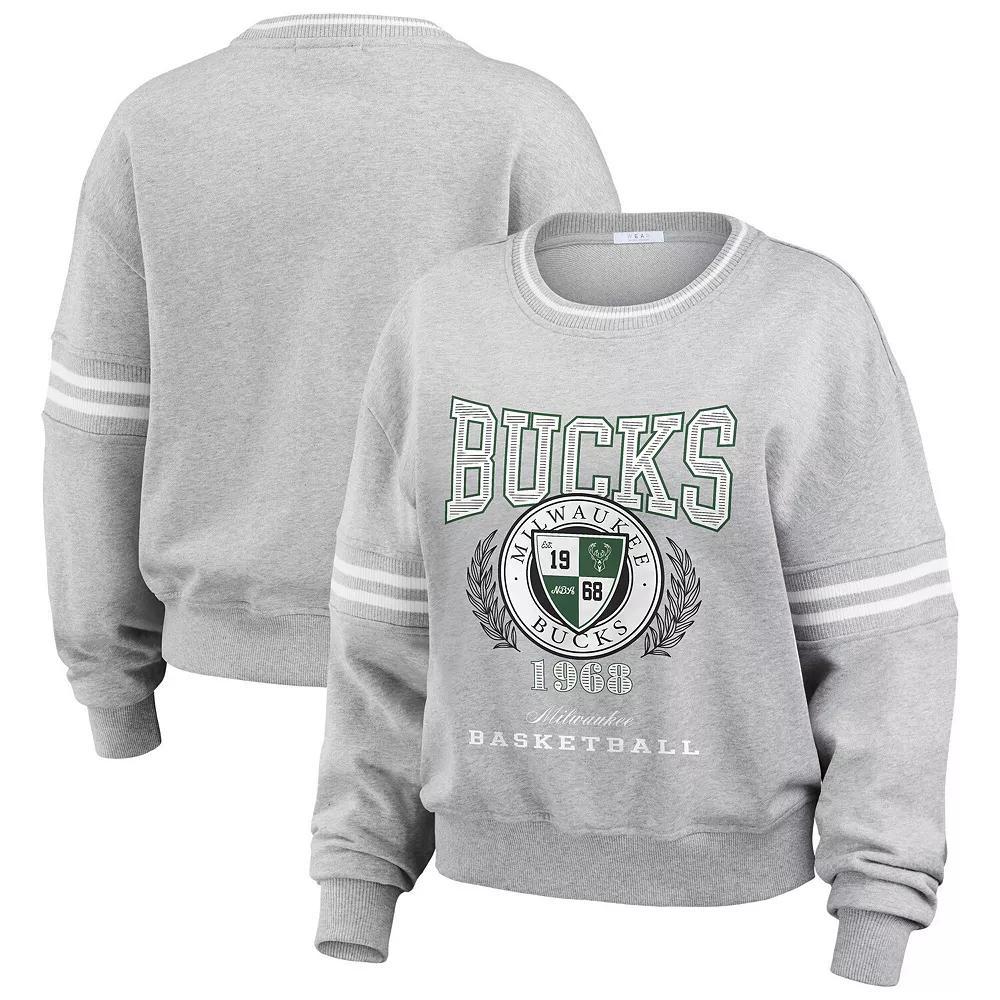 Women's WEAR by Erin Andrews Heather Gray Chicago Bulls French Terry Pullover Sweatshirt, Size: XS, Grey Product Image