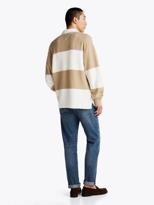 Rugby Stripe Knit Polo Sweater Product Image