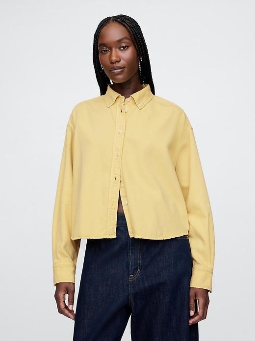 UltraSoft Denim Cropped Big Shirt Product Image