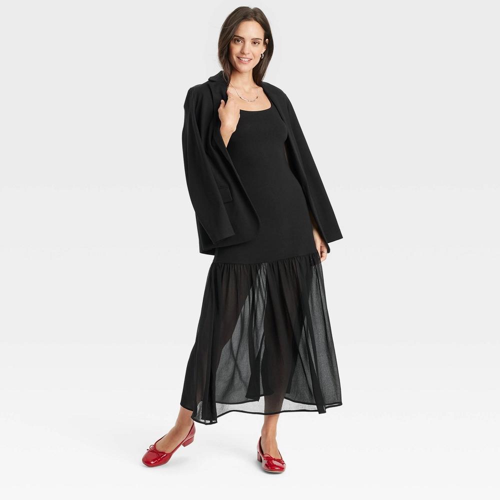 Women's Drop Tier Maxi Dress - A New Day™ Black L Product Image
