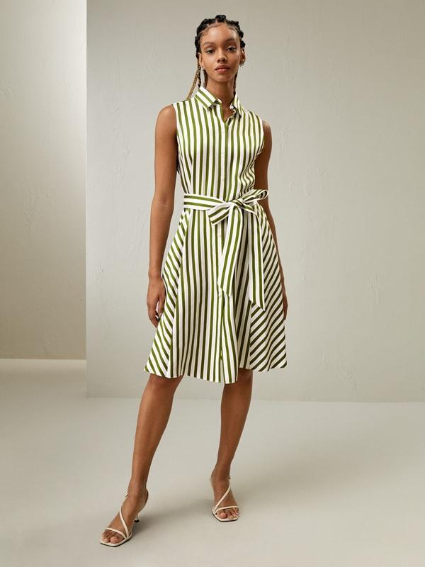 Silk Striped Sleeveless Dress Product Image