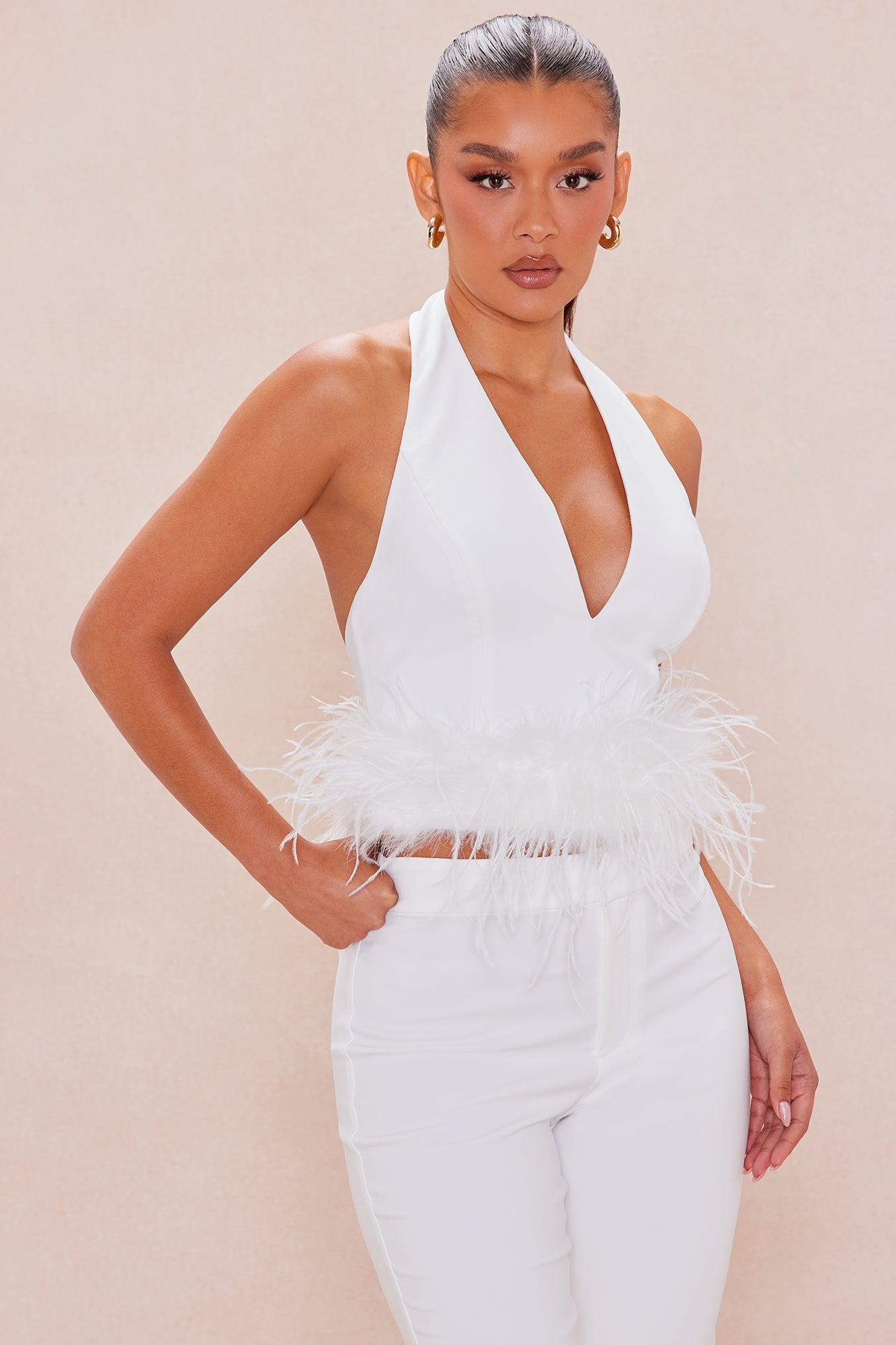 Patti Feather Pant Set - Off White Product Image