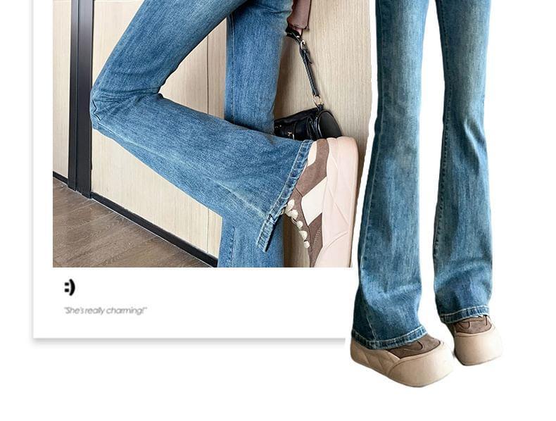 Mid Rise Washed Bootcut Jeans (Various Designs) Product Image