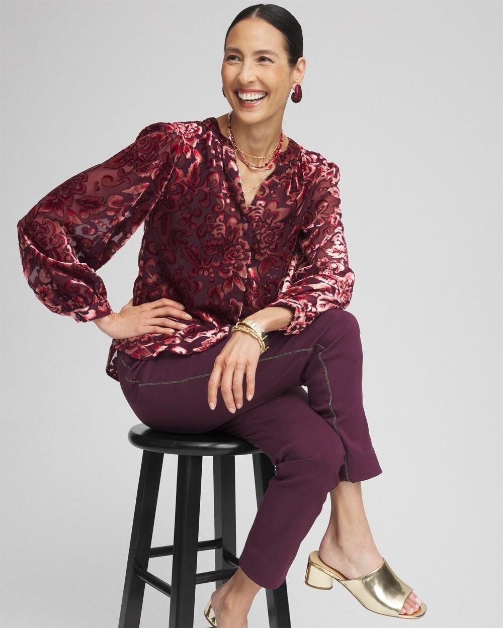 Velvet Blouson Sleeve Blouse Product Image