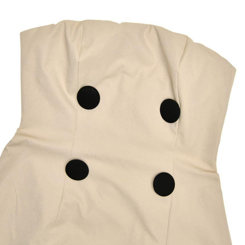 Strapless Double Breasted Plain Mini A-Line Dress Product Image
