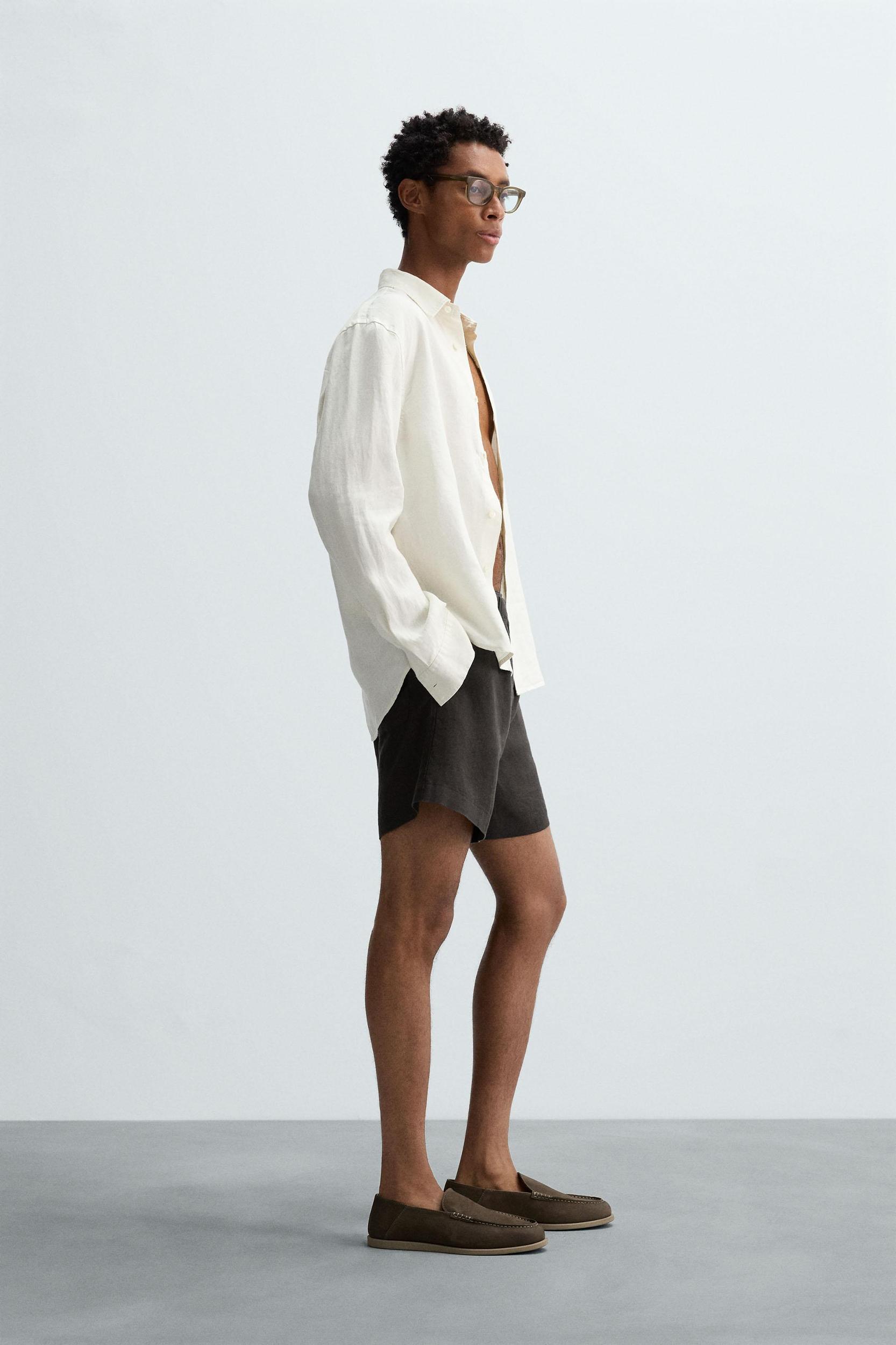 100% LINEN BERMUDA SHORTS Product Image
