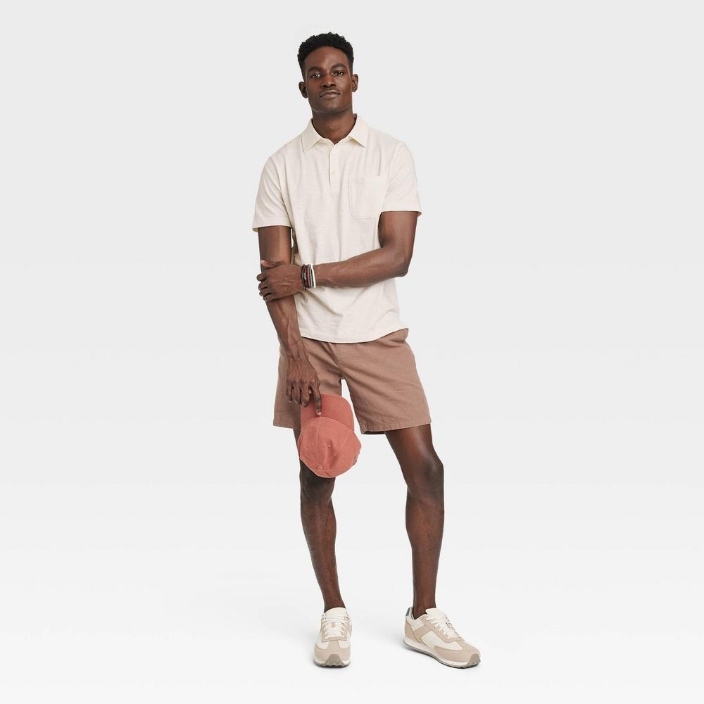 Mens Slub Jersey Polo Shirt - Goodfellow & Co Cream L Product Image