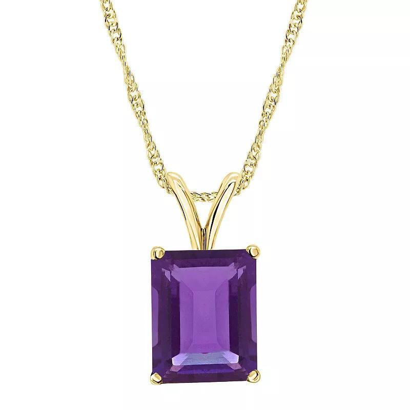Alyson Layne 14k Gold Emerald Cut Amethyst Pendant Necklace, Women's, Size: 18" Product Image