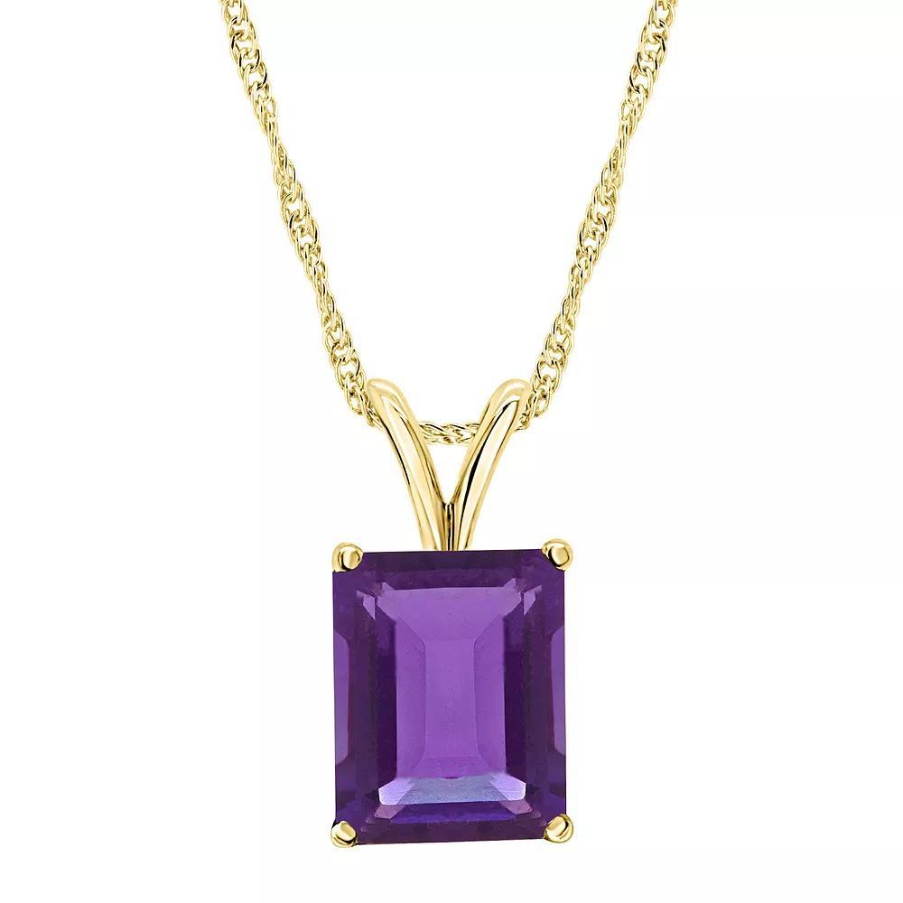 Alyson Layne 14k Gold Emerald Cut Amethyst Pendant Necklace, Women's, Size: 18" Product Image