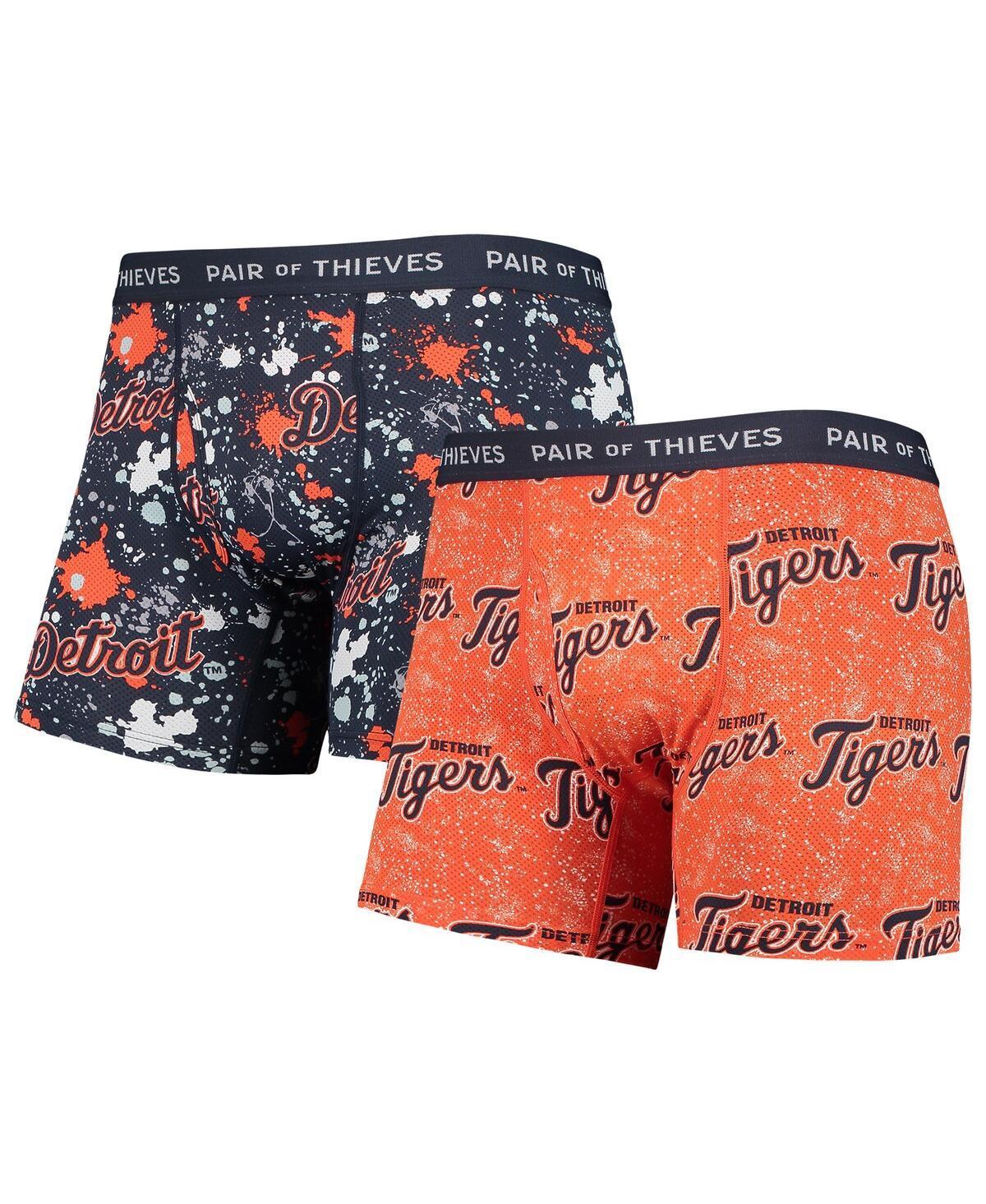 Men's Pair of Thieves Orange/Navy Detroit Tigers Super Fit 2-Pack Boxer Briefs Set, Size: Small Product Image