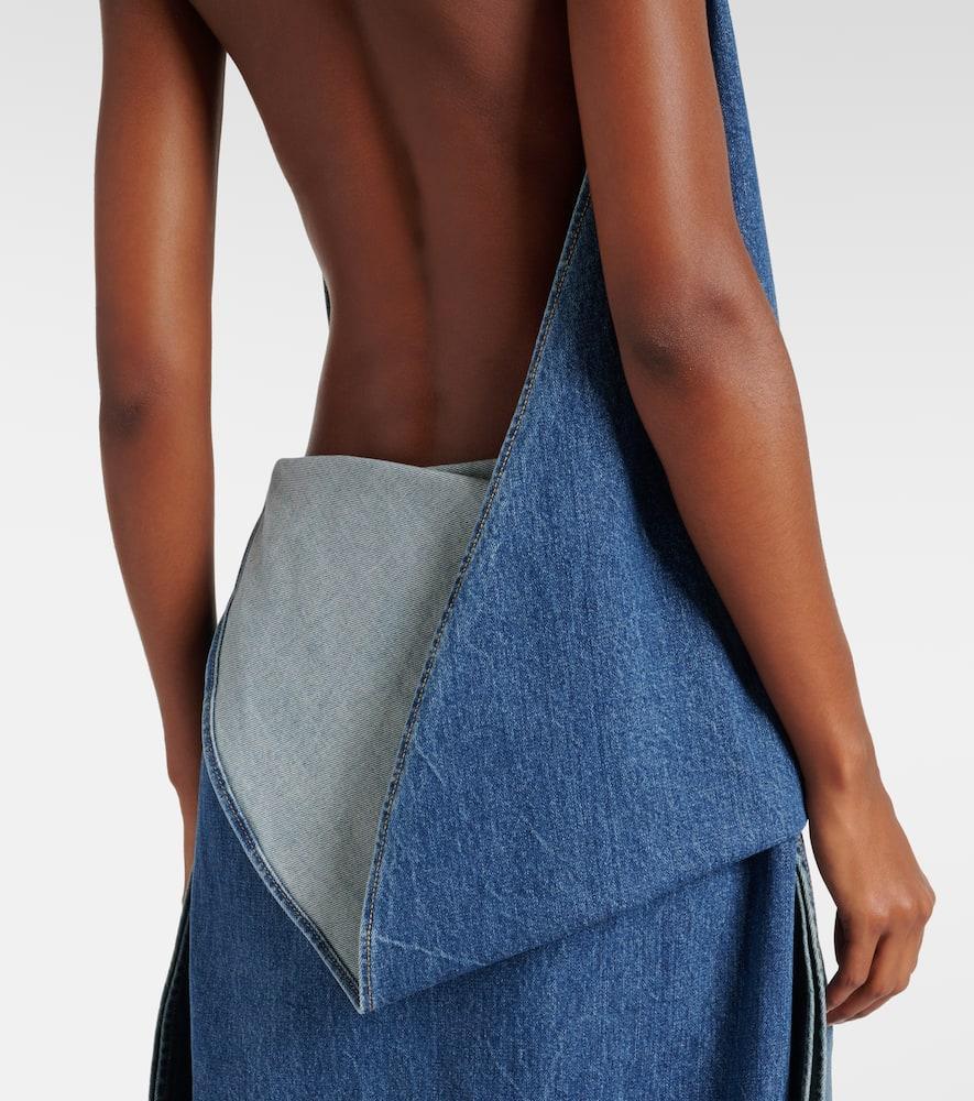 ALAÏA Caped Denim Top In Blue Product Image