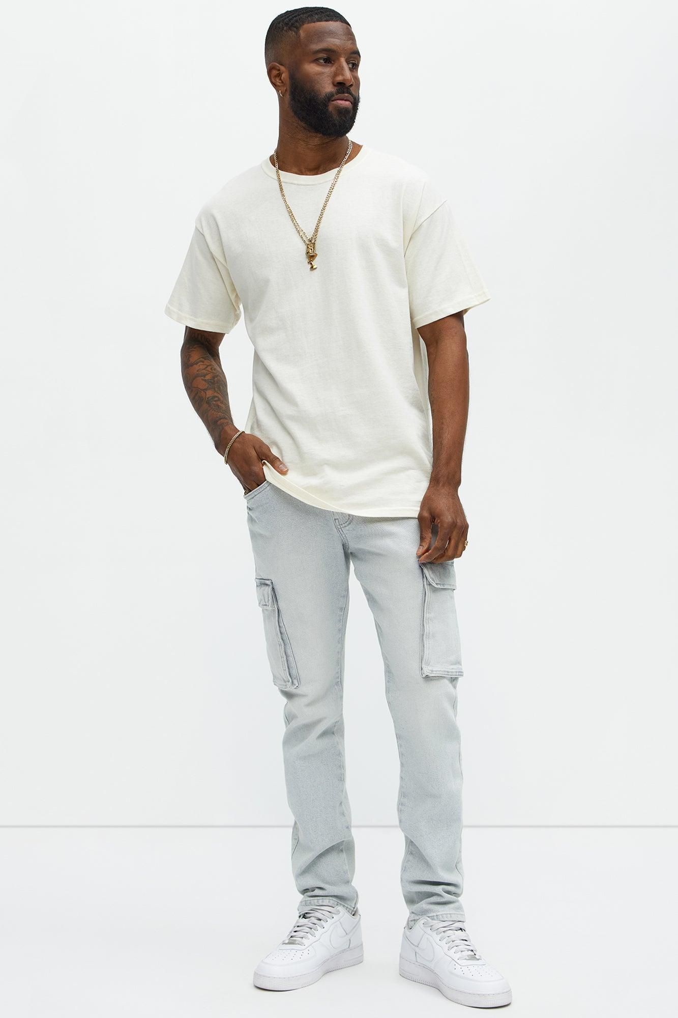 Classic Slim Cargo Jeans - Grey/Blue Product Image