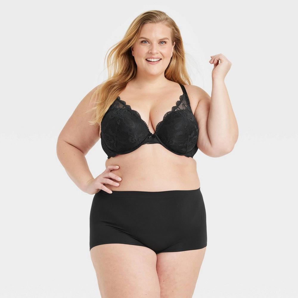 Women's Seamless Boy Shorts Underwear - Auden™ Black 1X: Lightweight Nylon Spandex, Mid Rise, Pull-On Product Image
