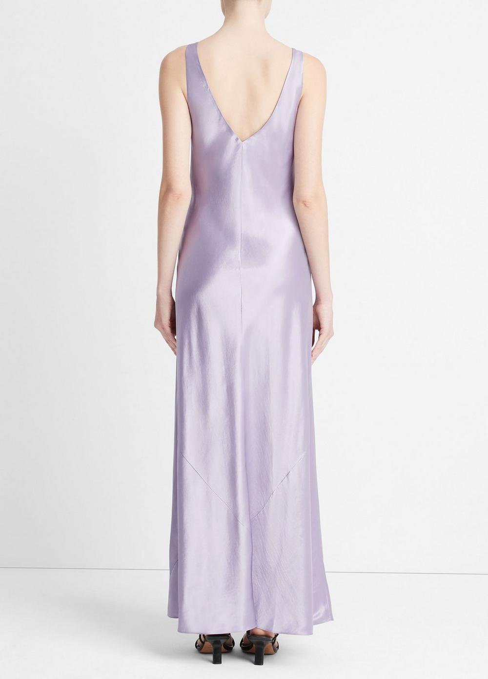 Womens Satin V-Neck Bias Maxi Dress, Wisteria, Size L Vince Product Image