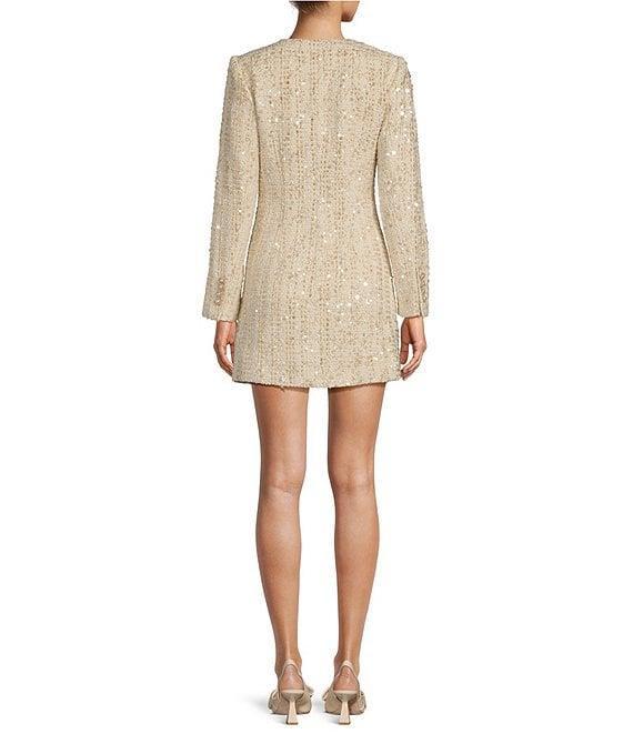 Antonio Melani Nikki Tweed V-Neck Long Sleeve Mini A-Line Dress Product Image
