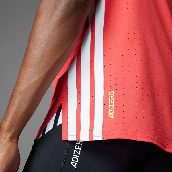 adidas Adizero Running Tee Semi Lucid Red XL Mens Product Image