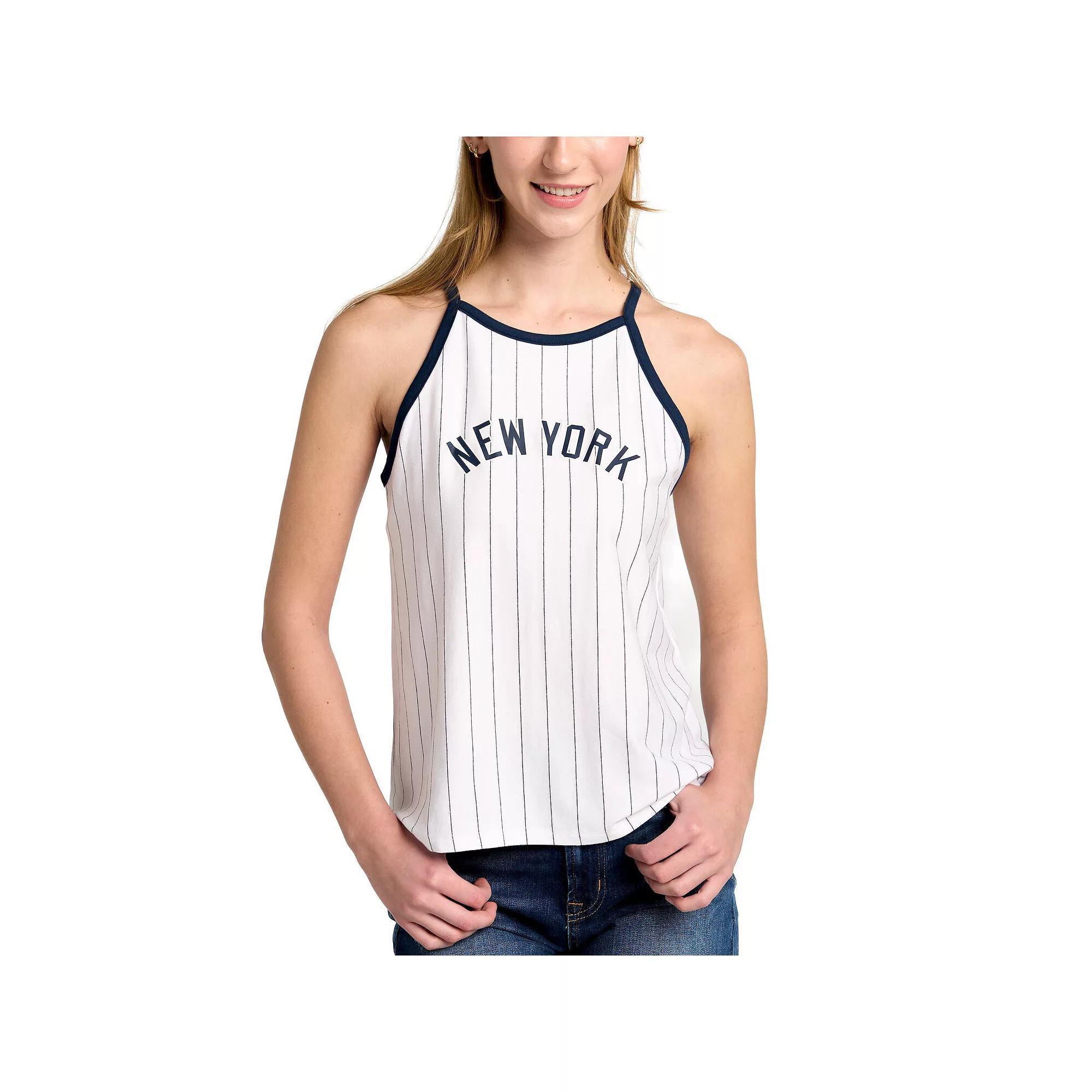 Women's Lusso  White New York Yankees Nahla Tank Top, Size: 2XL Product Image