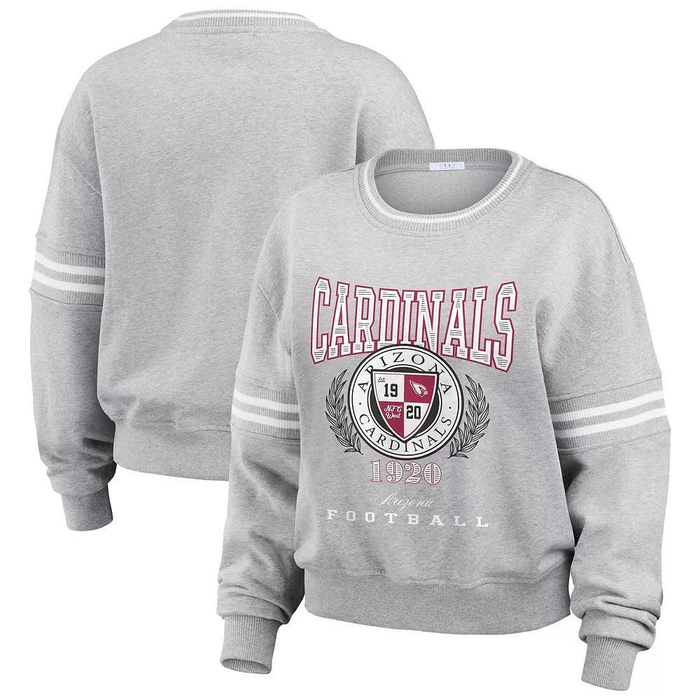 Women's WEAR by Erin Andrews Heather Gray Arizona Cardinals Cropped Pullover Sweatshirt, Size: 2XL, Grey Product Image