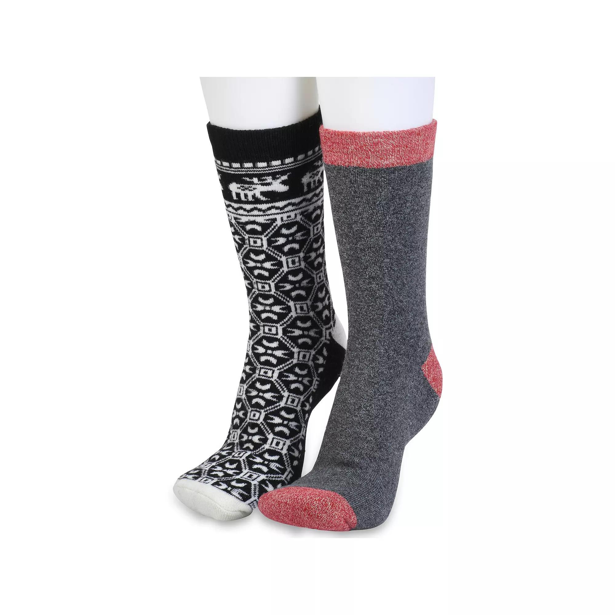 Women's GaaHuu 2 Pack Cushioned Thermal Socks, Black Moose Product Image