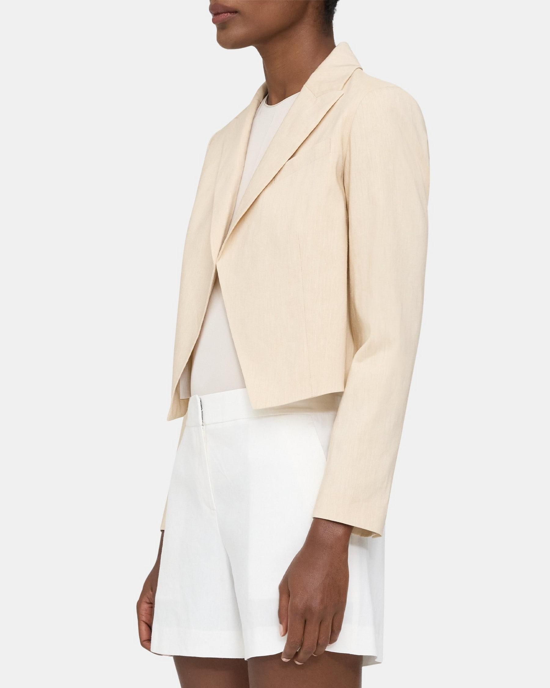Cropped Blazer in Linen-Blend Product Image