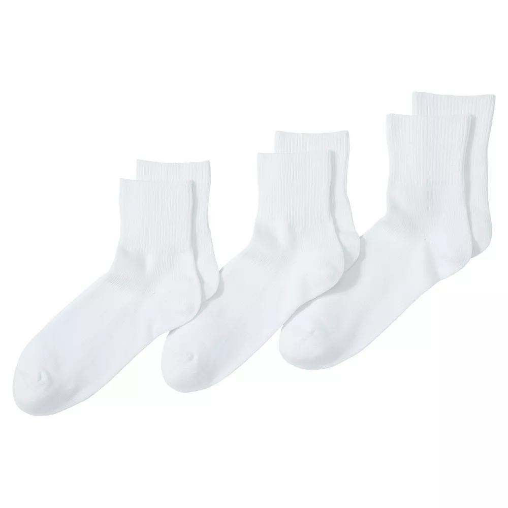 Men's Lands' End 3-Pack Cotton Rib Quarter-Crew Socks, Size: XL, White Product Image