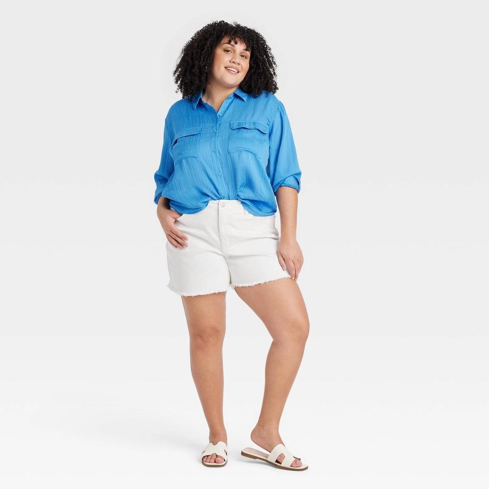 Womens Mid-Rise Jean Shorts - Ava & Viv White 20 Product Image