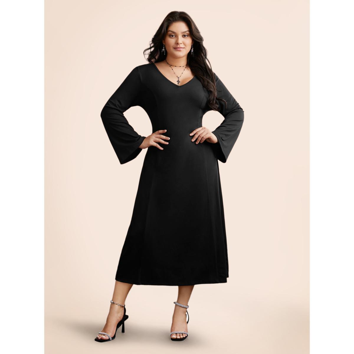Plus Size Soft Butterfly Cutout Mesh Maxi Dress Black Women Cocktail Texture Party Curvy Bloomchic 28/5X Product Image