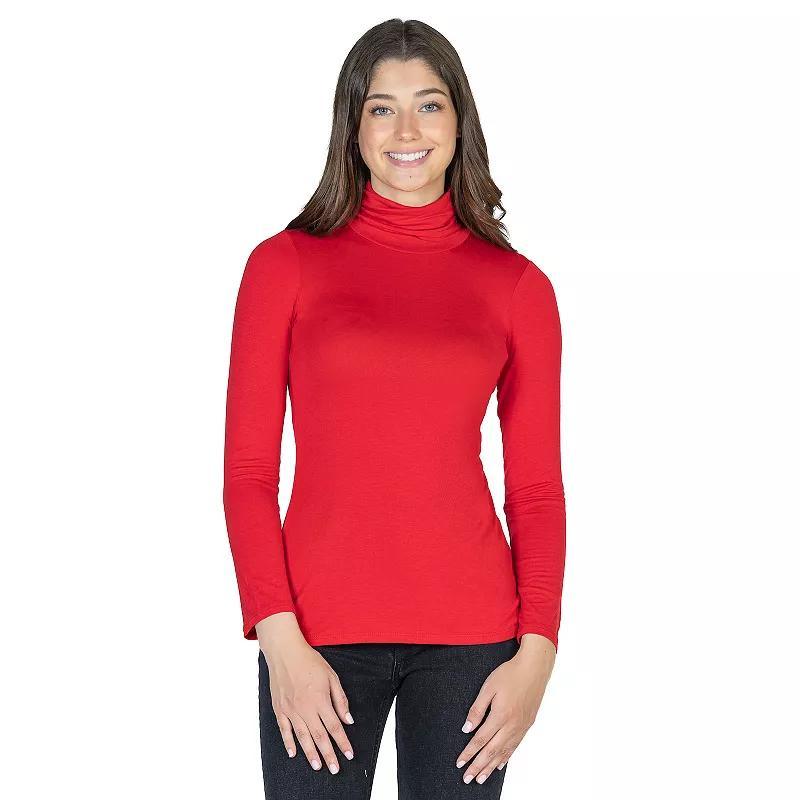 Women's 24Seven Comfort Apparel Classic Long Sleeve Turtleneck, Size: XXL, Red Product Image