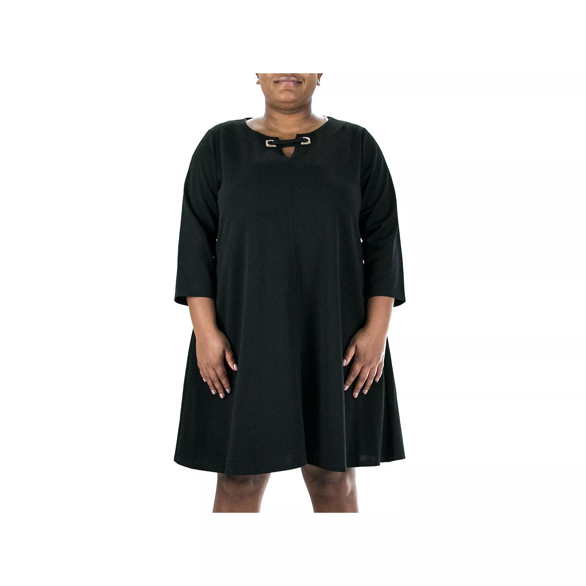 Plus Size Nina Leonard Grommet Notchneck Dress, Women's, Size: 2XL, New Teal Gold Product Image