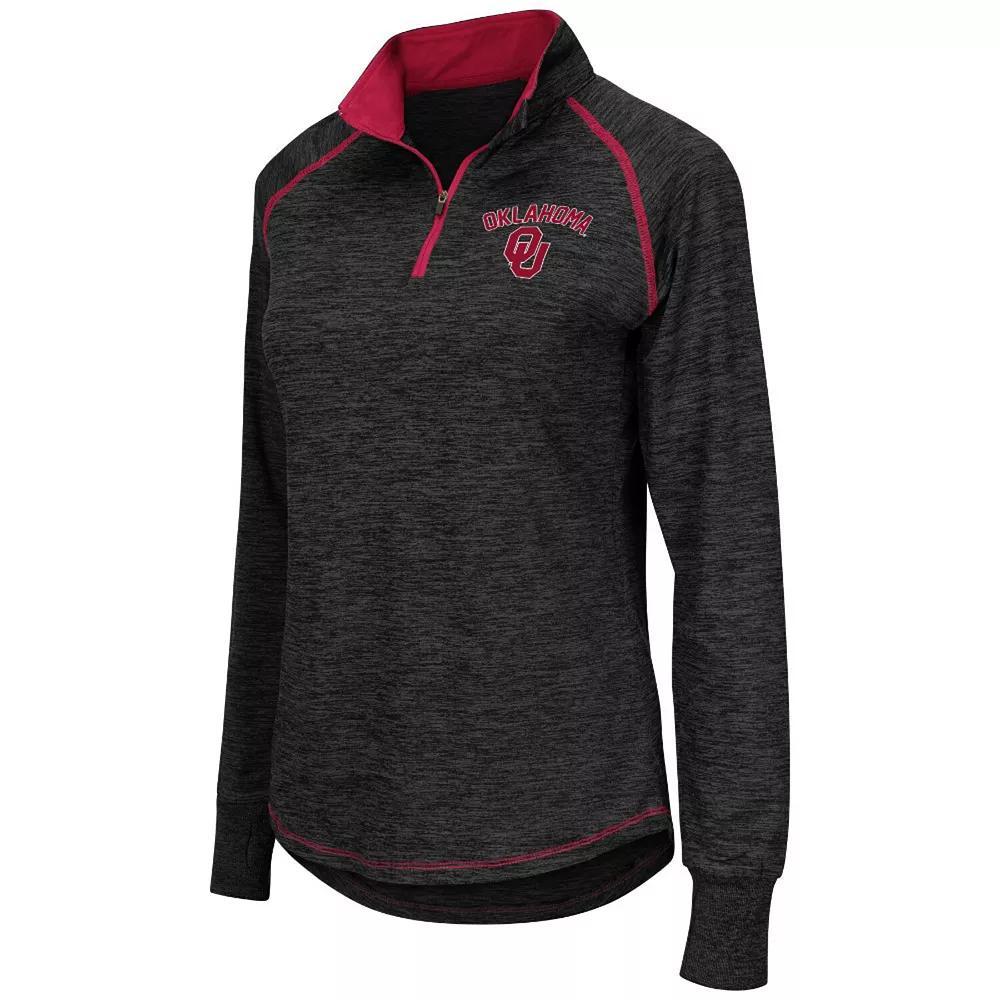 Women's Colosseum Black Oklahoma Sooners Bikram 1/4 Zip Long Sleeve Jacket, Size: Small Product Image