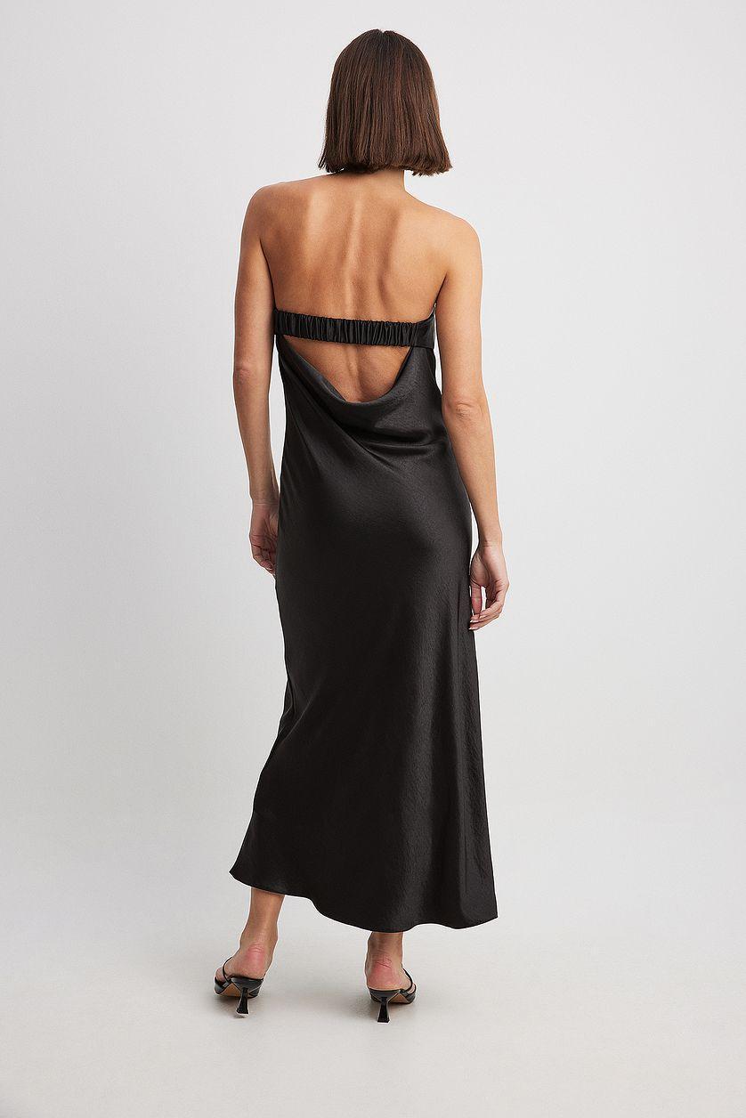 Fold Detail Bandeau Satin Dress Product Image