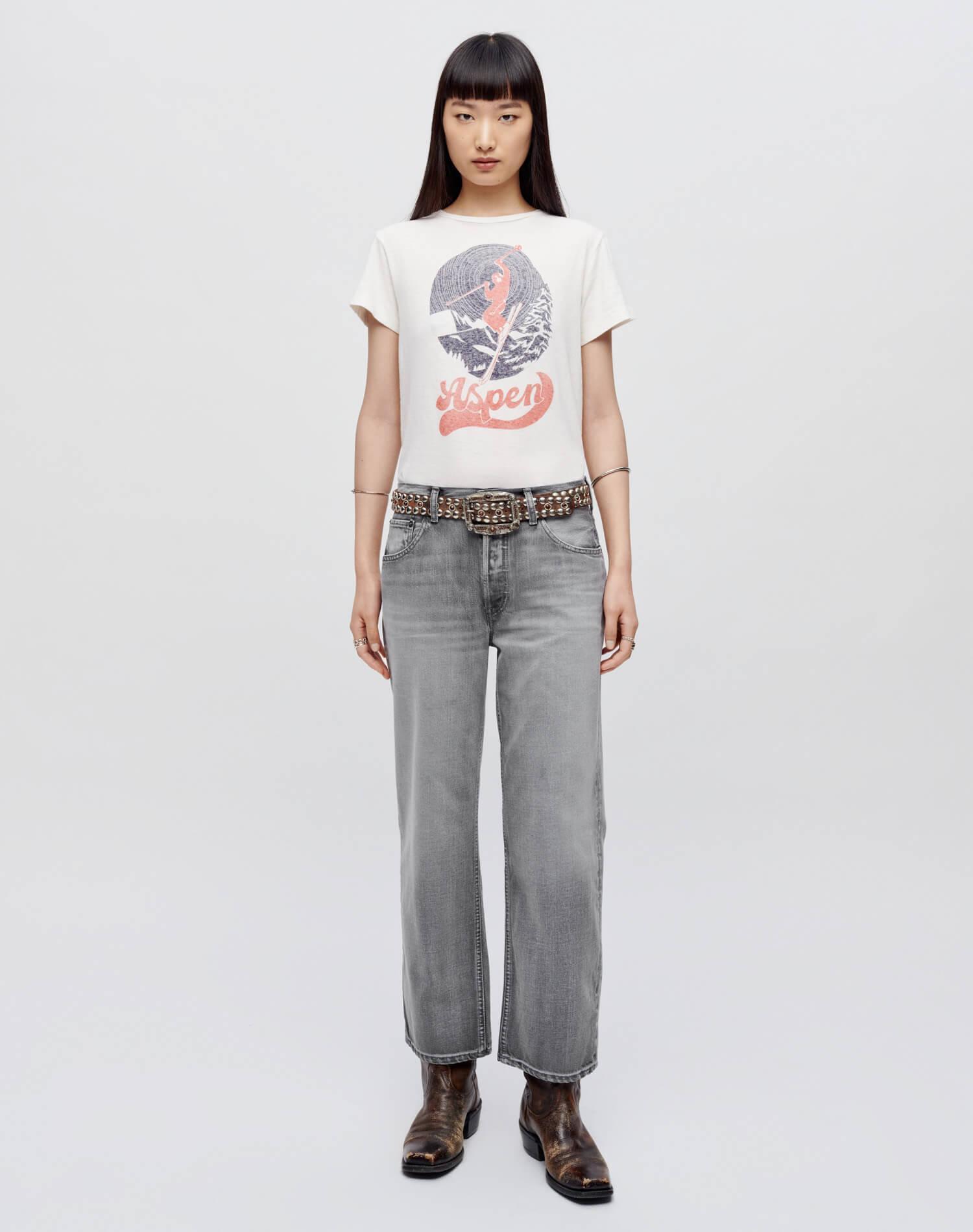 Classic "Aspen Ski" Tee - Vintage White Female Product Image