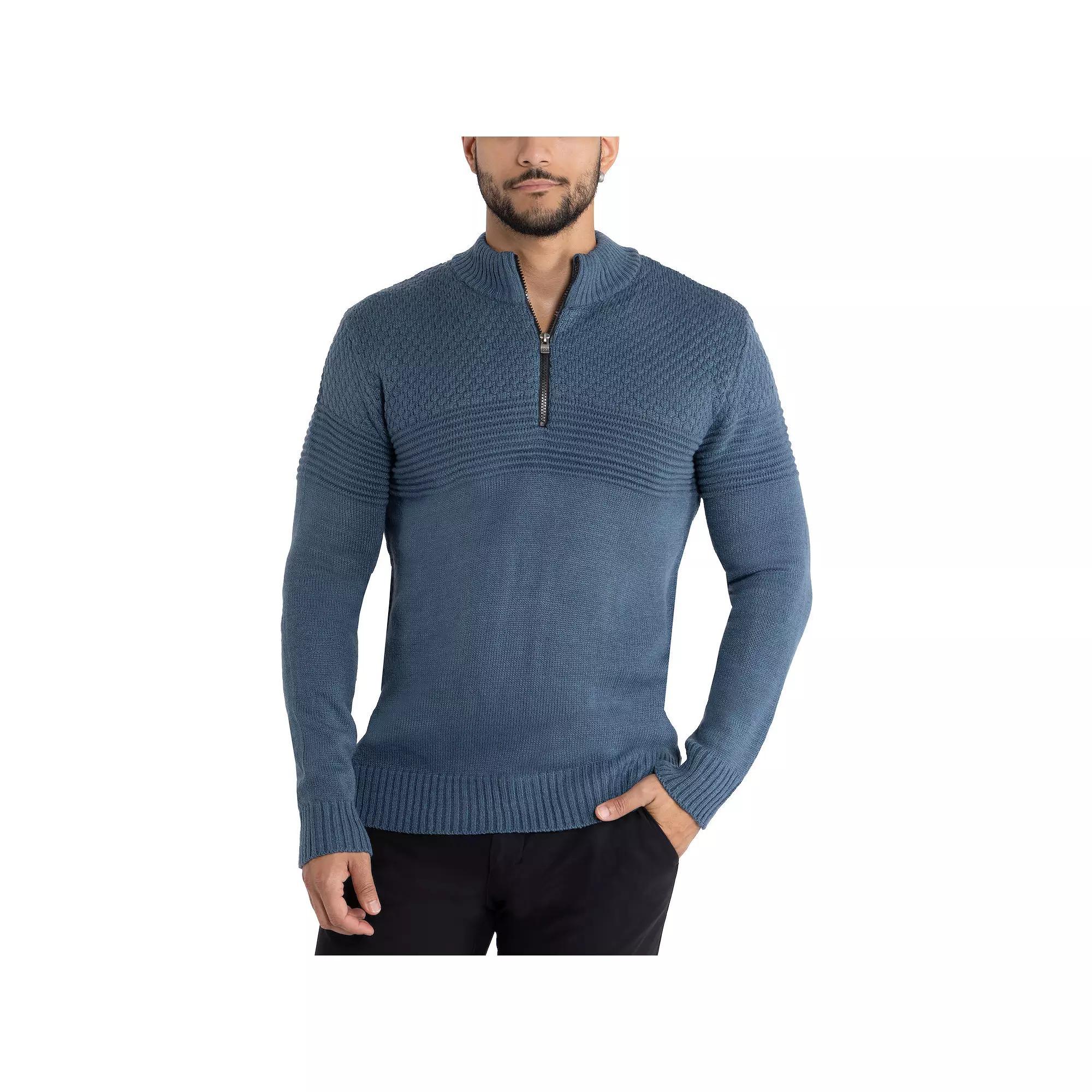 Mens Xray Pattern Block Quarter Zip Sweater Blue Product Image