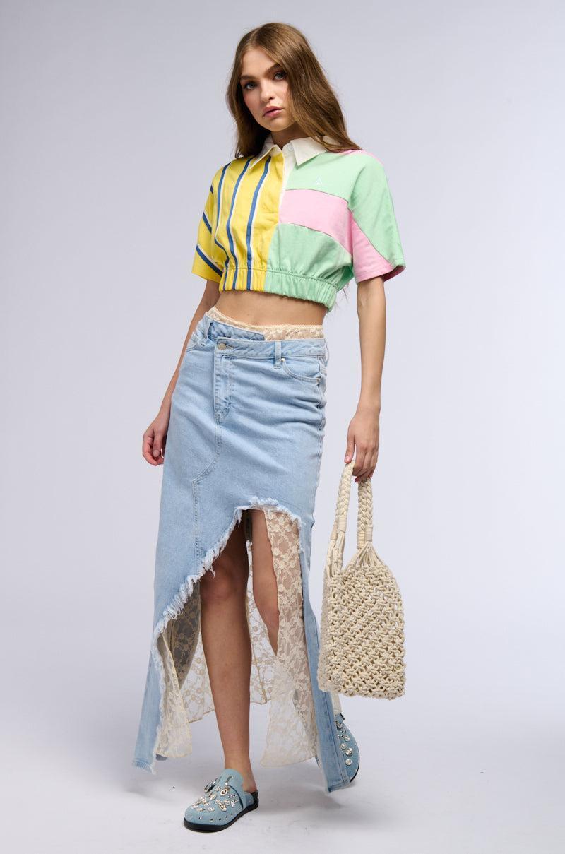 DONT LOOK BACK CROP COLLARED TEE Product Image